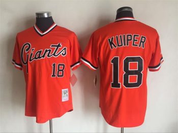 Vintage San Francisco Giants #18 Duane Kuiper Stitched Orange Baseball Jersey Throwback Edition