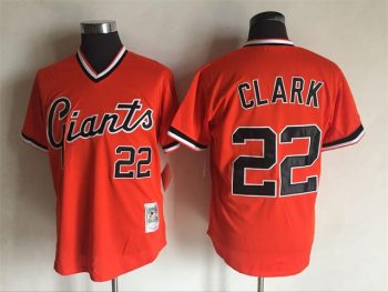 Vintage San Francisco Giants #22 Will Clark Stitched Orange Baseball Jersey Throwback Edition