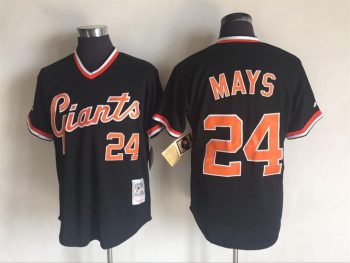 Vintage San Francisco Giants #24 Willie Mays Stitched Black Baseball Jersey Throwback Editio
