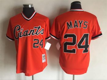 Vintage San Francisco Giants #24 Willie Mays Stitched Orange Baseball Jersey Throwback Edition