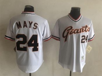 Vintage San Francisco Giants #24 Willie Mays Stitched White Baseball Jersey Throwback Edition (2)