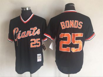 Vintage San Francisco Giants #25 Barry Bonds Stitched Black Baseball Jersey Throwback Edition