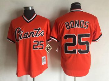 Vintage San Francisco Giants #25 Barry Bonds Stitched Orange Baseball Jersey Throwback Edition