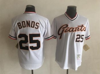 Vintage San Francisco Giants #25 Barry Bonds Stitched White Baseball Jersey Throwback Edition (2)