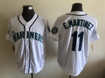 Vintage Seattle Mariners #11 Edgar Martinez Stitched White Baseball Jersey Throwback Edition