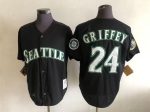 Vintage Seattle Mariners #24 Ken Griffey Jr. Stitched Black Baseball Jersey Throwback Edition