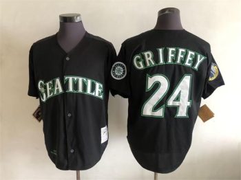 Vintage Seattle Mariners #24 Ken Griffey Jr. Stitched Black Baseball Jersey Throwback Edition
