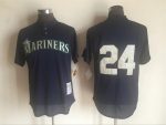 Vintage Seattle Mariners #24 Ken Griffey Jr. Stitched Navy Mesh Baseball Jersey Throwback Edition