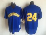 Vintage Seattle Mariners #24 Ken Griffey Jr. Stitched Royal Blue Mesh Baseball Jersey Throwback Edition