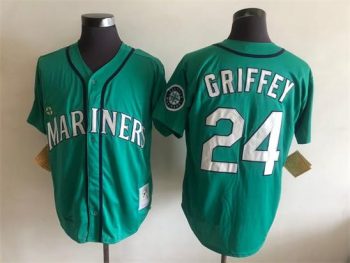 Vintage Seattle Mariners #24 Ken Griffey Jr. Stitched Teal Baseball Jersey Throwback Edition