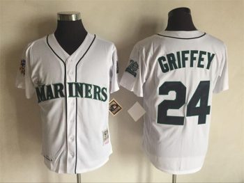 Vintage Seattle Mariners #24 Ken Griffey Jr. Stitched White Baseball Jersey Throwback Edition