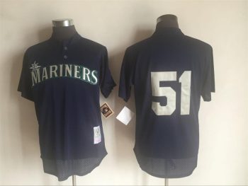 Vintage Seattle Mariners #51 Ichiro Suzuki Stitched Navy Mesh Baseball Jersey Throwback Edition