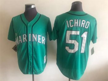 Vintage Seattle Mariners #51 Ichiro Suzuki Stitched Teal Baseball Jersey Throwback Edition
