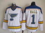 Vintage St. Louis Blues #1 HALL stitched White-Blue-Yellow Hockey Jersey Throwback Edition