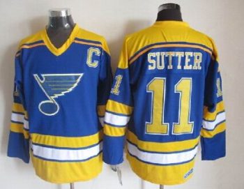 Vintage St. Louis Blues #11 SUTTER stitched Blue-Yellow-White Hockey Jersey Throwback Edition