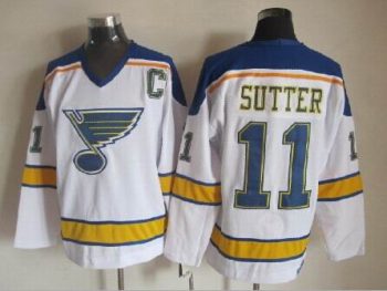 Vintage St. Louis Blues #11 SUTTER stitched White-Blue-Yellow Hockey Jersey Throwback Edition
