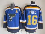 Vintage St. Louis Blues #16 HULL stitched Blue-Yellow-White-Navy Blue Hockey Jersey Throwback Edition