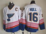 Vintage St. Louis Blues #16 HULL stitched White-Blue-Red-Yellow Hockey Jersey Throwback Edition
