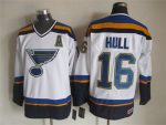 Vintage St. Louis Blues #16 HULL stitched White-Blue-Yellow-Navy Blue Hockey Jersey Throwback Edition