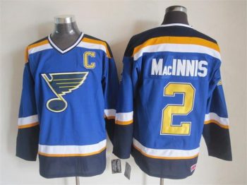 Vintage St. Louis Blues #2 MacINNIS stitched Blue-Yellow-White-Navy Blue Hockey Jersey Throwback Edition