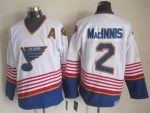 Vintage St. Louis Blues #2 MacINNIS stitched White-Blue-Red-Yellow Hockey Jersey Throwback Edition