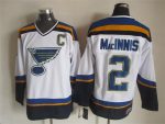 Vintage St. Louis Blues #2 MacINNIS stitched White-Blue-Yellow-Navy Blue Hockey Jersey Throwback Edition
