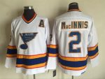 Vintage St. Louis Blues #2 MacINNIS stitched White-Blue-Yellow-Red Hockey Jersey Throwback Edition