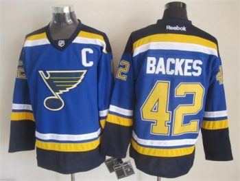 Vintage St. Louis Blues #42 BACKES stitched Blue-Yellow-White-Navy Blue Hockey Jersey Throwback Edition