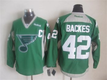 Vintage St. Louis Blues #42 BACKES stitched Green-Grey-White Hockey Jersey Throwback Edition