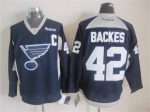 Vintage St. Louis Blues #42 BACKES stitched Navy Blue-Grey-White Hockey Jersey Throwback Edition