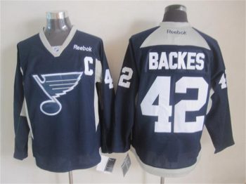 Vintage St. Louis Blues #42 BACKES stitched Navy Blue-Grey-White Hockey Jersey Throwback Edition