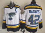 Vintage St. Louis Blues #42 BACKES stitched White-Blue-Yellow-Navy Blue Hockey Jersey Throwback Edition