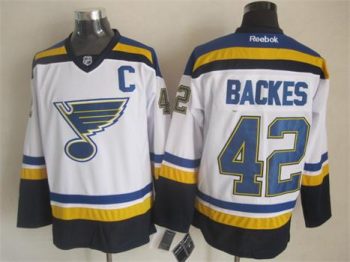 Vintage St. Louis Blues #42 BACKES stitched White-Blue-Yellow-Navy Blue Hockey Jersey Throwback Edition