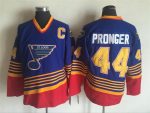 Vintage St. Louis Blues #44 PRONGER stitched Blue-Yellow-Red Hockey Jersey Throwback Edition