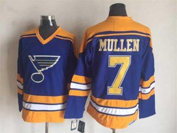 Vintage St. Louis Blues #7 MULLEN stitched Blue-Yellow-White Hockey Jersey Throwback Edition