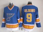 Vintage St. Louis Blues #9 GILMOUR stitched Blue-Yellow-White-Red Hockey Jersey Throwback Edition