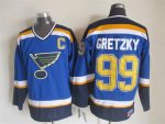 Vintage St. Louis Blues #99 GRETZKY stitched Blue-Yellow-White-Navy Blue Hockey Jersey Throwback Edition