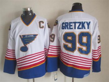 Vintage St. Louis Blues #99 GRETZKY stitched White-Blue-Red-Yellow Hockey Jersey Throwback Edition