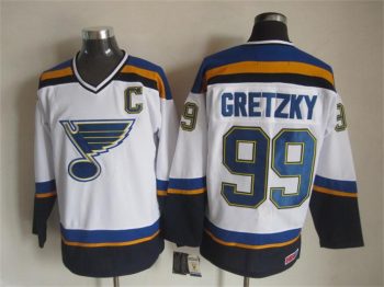 Vintage St. Louis Blues #99 GRETZKY stitched White-Blue-Yellow-Navy Blue Hockey Jersey Throwback Edition