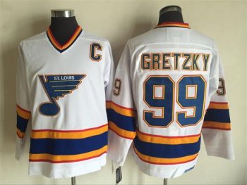 Vintage St. Louis Blues #99 GRETZKY stitched White-Blue-Yellow-Red Hockey Jersey Throwback Edition