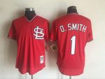 Vintage St. Louis Cardinals #1 Ozzie Smith Stitched Red Mesh Baseball Jersey Throwback Edition