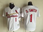 Vintage St. Louis Cardinals #1 Ozzie Smith Stitched White Baseball Jersey Throwback Edition