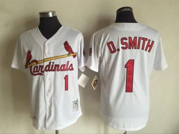 Vintage St. Louis Cardinals #1 Ozzie Smith Stitched White Baseball Jersey Throwback Edition