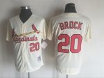 Vintage St. Louis Cardinals #20 Lou Brock Stitched Cream Baseball Jersey Throwback Edition