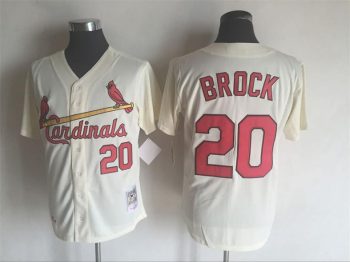 Vintage St. Louis Cardinals #20 Lou Brock Stitched Cream Baseball Jersey Throwback Edition