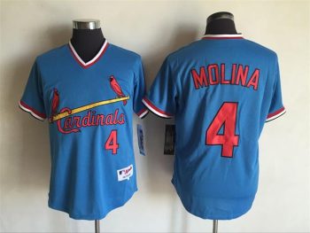 Vintage St. Louis Cardinals #4 Yadier Molina Stitched Light Blue Baseball Jersey Throwback Edition