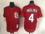 Vintage St. Louis Cardinals #4 Yadier Molina Stitched Red Mesh Baseball Jersey Throwback Edition