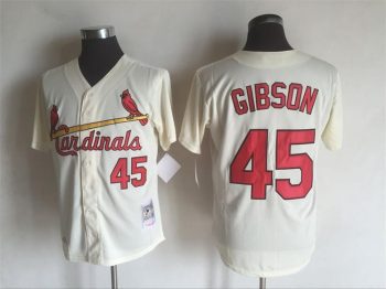 Vintage St. Louis Cardinals #45 Bob Gibson Stitched Cream Baseball Jersey Throwback Edition