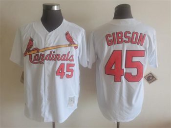 Vintage St. Louis Cardinals #45 Bob Gibson Stitched White Baseball Jersey Throwback Edition