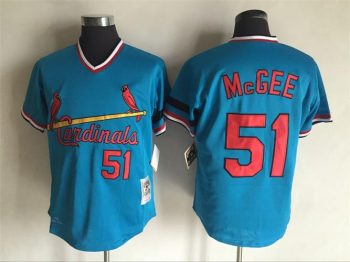 Vintage St. Louis Cardinals #51 Willie McGee Stitched Light Blue Baseball Jersey Throwback Edition